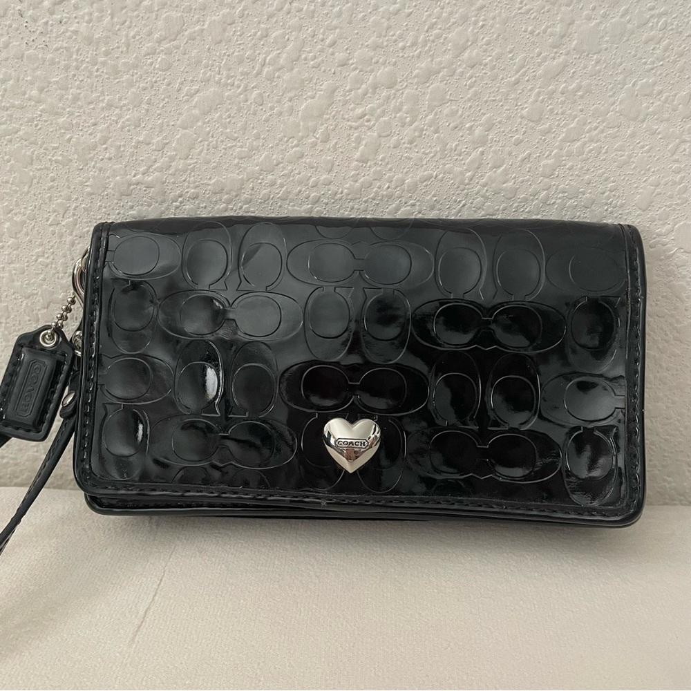 Coach Signature Patent Heart Wallet Wristlet